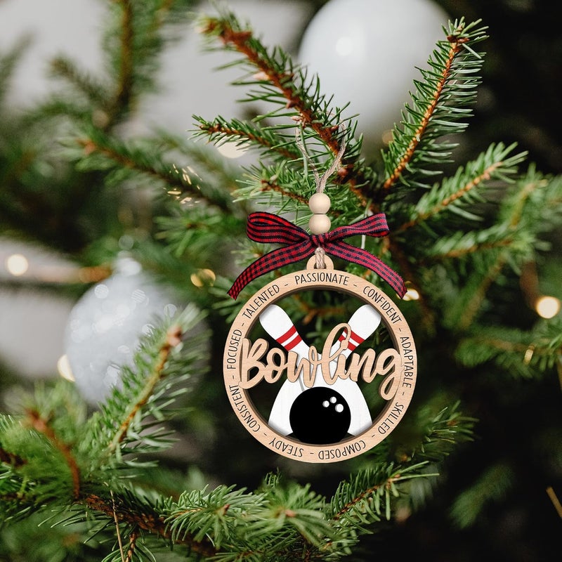SUCHAGIFT Bowling Ornament - Bowling Gifts, Bowling Team Gifts for Players Lovers - Bowlers Ornaments for Christmas Tree, Sports Christmas Ornaments - 2 Layered Wood Ornament 2025 - Image 4